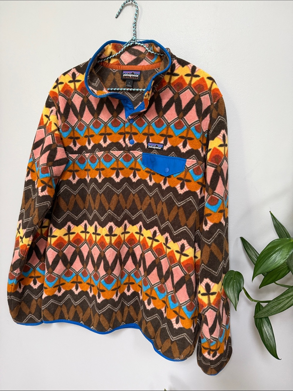 Patagonia Men's Crewneck Fleece Pullover - Brown, Pink, Blue, Yellow